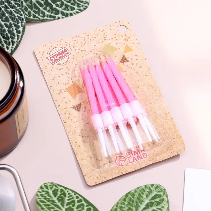 Свечи для торта «Неон», 5 см, 10 шт., розовые Свечи для торта «Неон», 5 см, 10 шт., розовые