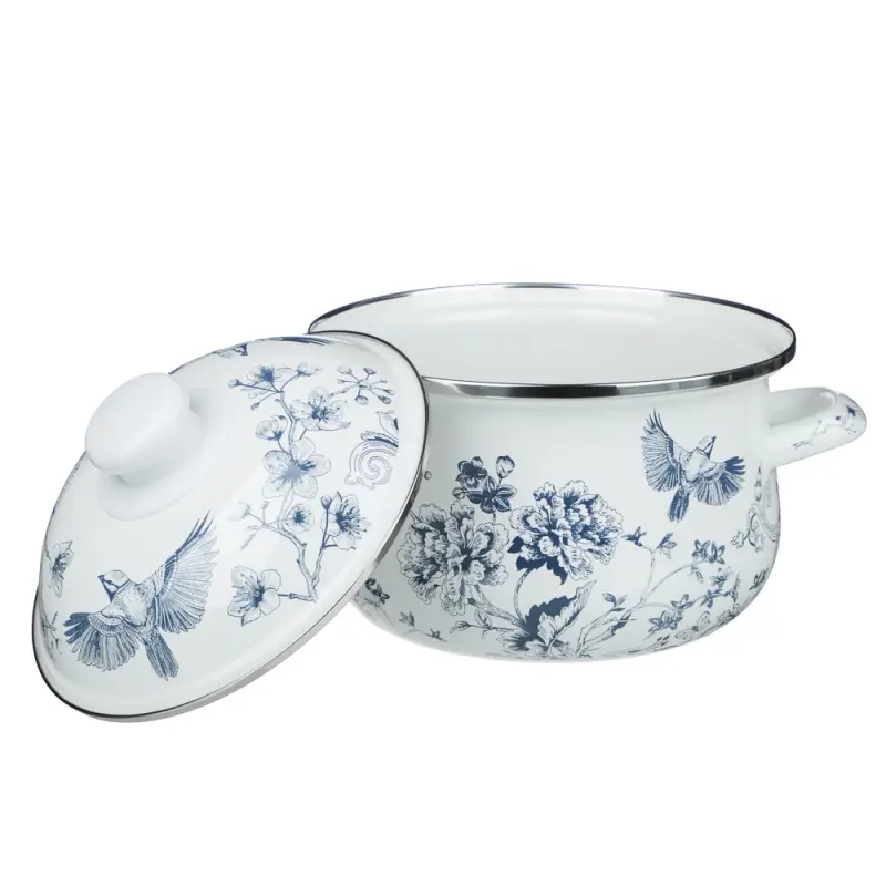 Кастрюля эмалированная тм VETTA Флорал, 18см, 2л, индукция