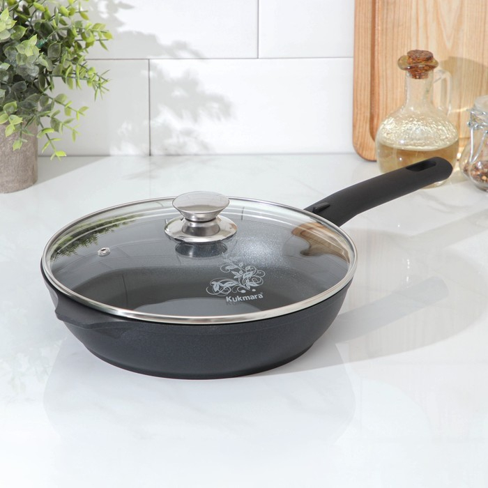 Сковорода «Традиция», d=24 см, стеклянная крышка, съёмная ручка, антипригарное покрытие, цвет чёрный Сковорода «Традиция», d=24 см, стеклянная крышка, съёмная ручка, антипригарное покрытие, цвет чёрный