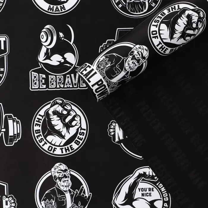 Бумага упаковочная глянцевая двухсторонняя «Брутальность», 70 х 100 см