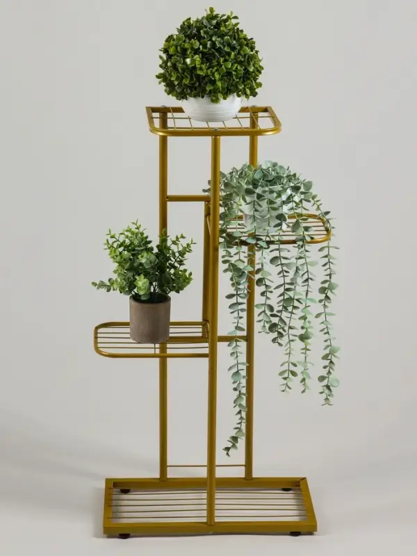 Подставка для цветов Greengo, 4 полки, 43&times;22&times;82 см, напольная, металл, цвет золотой