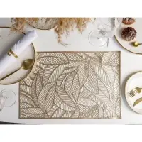 Салфетка сервировочная на стол Доляна &laquo;Листопад&raquo;, 45&times;30 см, золотая