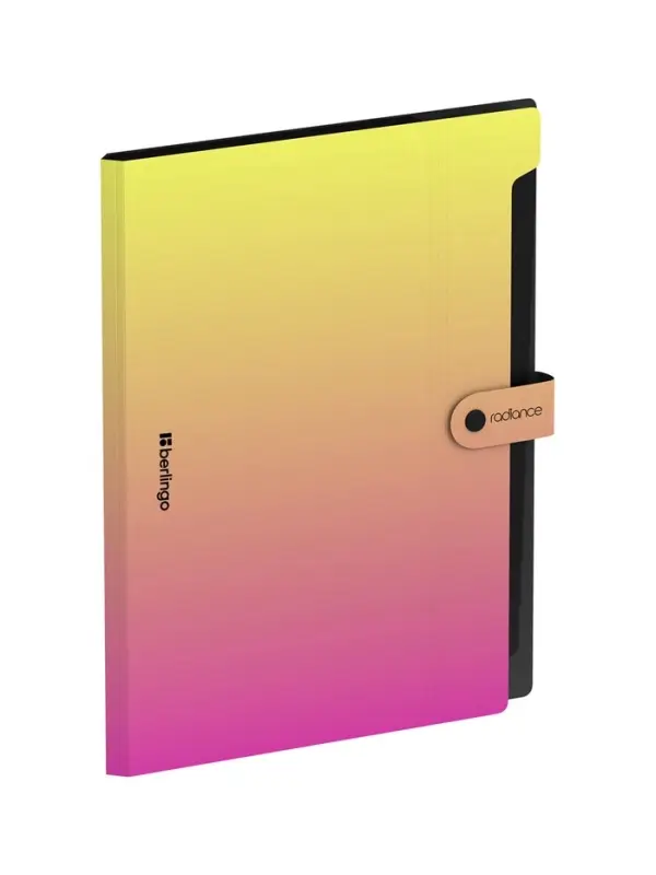 Папка А4 Radiance, 12 отделений, 600 мкм, на кнопке, желтый/розовый градиент