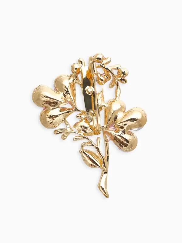 Брошь &laquo;Цветок Трилистник&raquo;, розовая в золоте