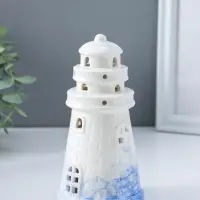 Сувенир керамика свет "Маяк" бело-синий 8х8х15,5 см