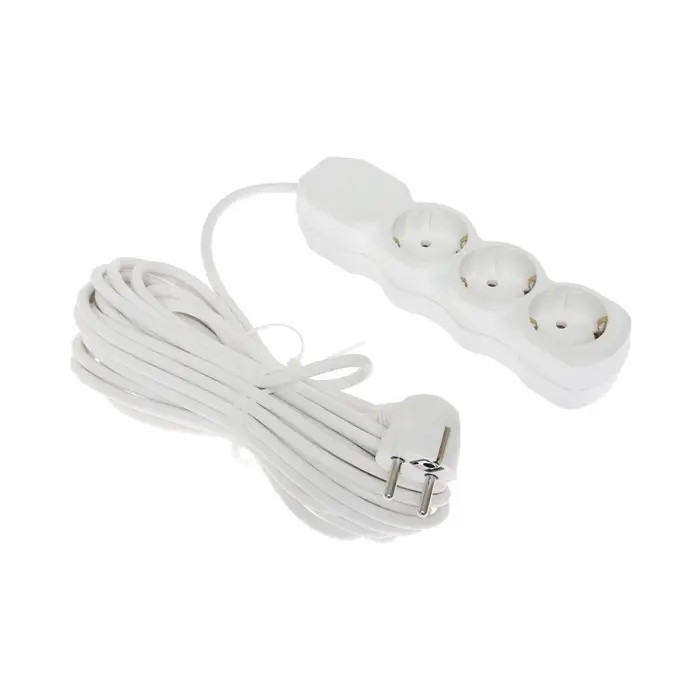 Удлинитель сетевой Luazon Lighting ECO 3 розетки, 10 м, 10 А, 2200 Вт, заземление, белый