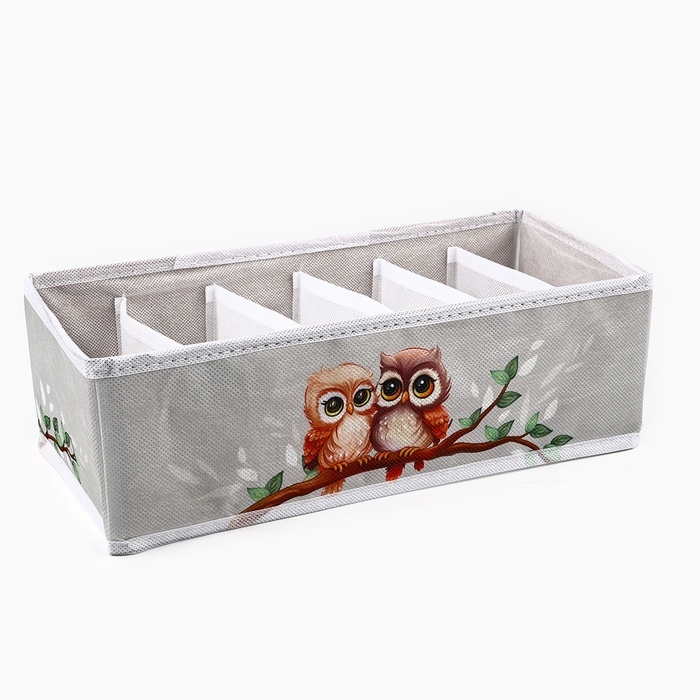 Органайзер для хранения, кофр для белья 6 ячеек Органайзер для хранения, кофр для белья 6 ячеек "Совушки", 32 х 15 х 10 см