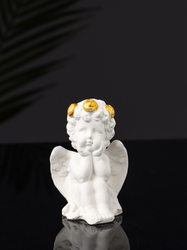 Набор фигур "Ангелы на подносе" 20х10х16 см, белый