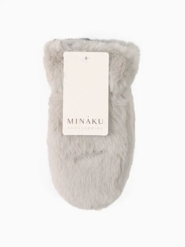 Варежки подросковые MINAKU, пушистые, 20 см цв.серый