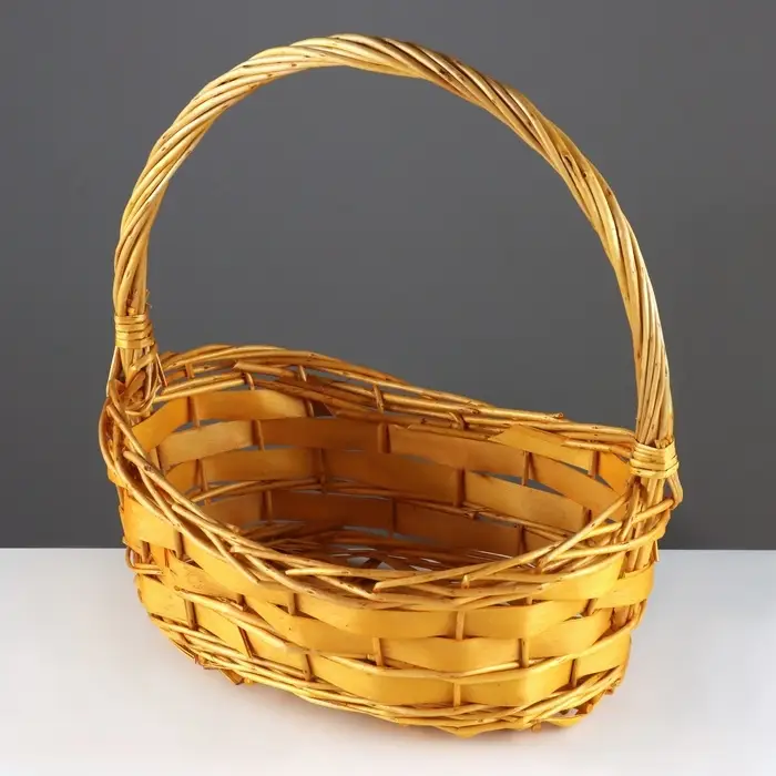 Корзина плетёная для хранения Fleet, из лозы, с ручкой, бежевая, набор 3 шт.