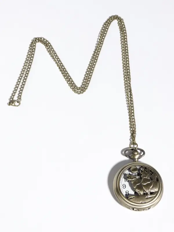 Часы карманные &laquo;Волки&raquo;, кварцевые, цепочка l-40 см, d=4.5 см, золотистые