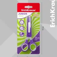 Ножницы детские ErichKrause Junior Protect, 13 см, с пластиковым чехлом и именным стикером, в блистере, МИКС