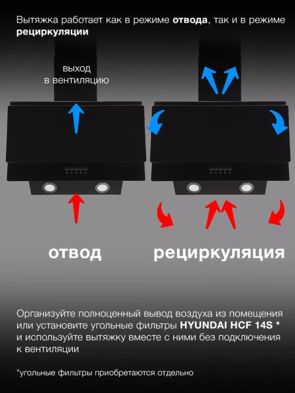 Вытяжка каминная HGH 6830 BG черный