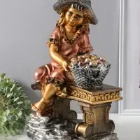 Фигура "Девочка на скамейке" бронза, 46х31х22 см