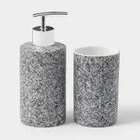 Аксессуары для ванной Доляна &laquo;Гранит&raquo;, 3 предмета, дозатор 350 мл, мыльница, стакан, серые
