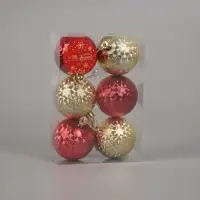 Ёлочные шары &laquo;Мелания&raquo;, d=6 см, набор 6 шт., золотистый/красный