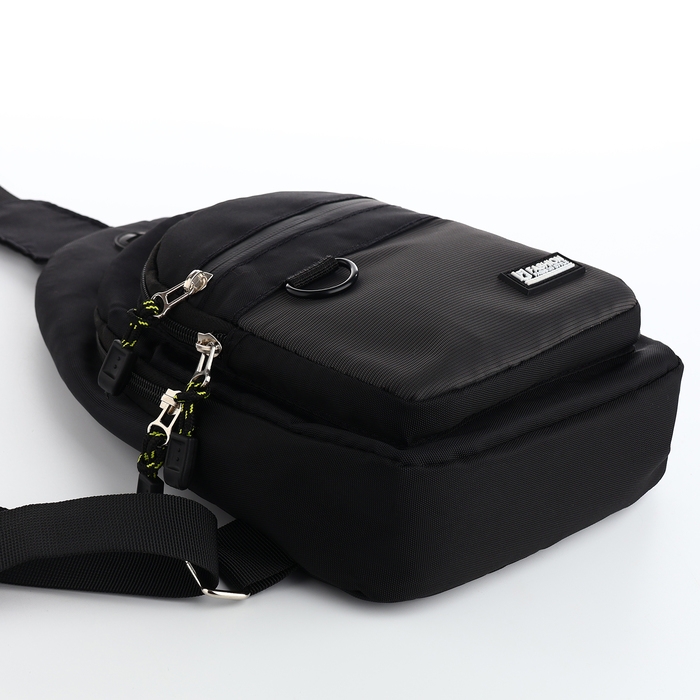 Сумка-слинг из текстиля, 3 наружных кармана, цвет серый Сумка-слинг из текстиля, 3 наружных кармана, цвет серый