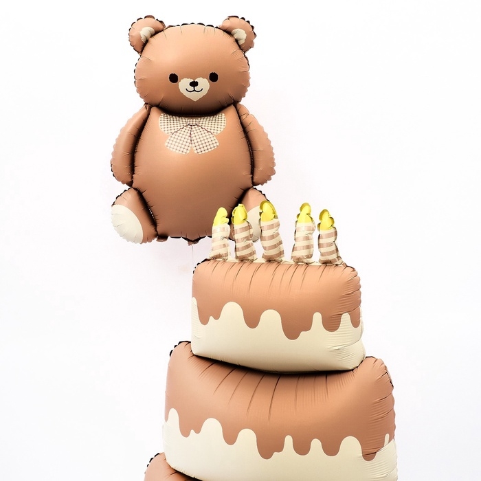 Воздушный шар фольгированный 35 Воздушный шар фольгированный 35" «Мишка с бантом», фигура, матовый