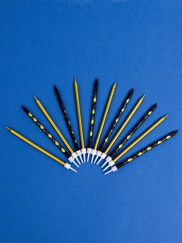 Набор свечей для торта Набор свечей для торта "Воздушные шарики", 12 шт, золотой и черный