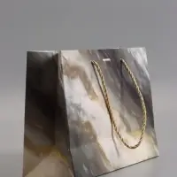 Пакет подарочный "Мрамор" , с бантиком , 28 х 20 х 10 см