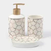 Набор аксессуаров для ванной комнаты Доляна &laquo;Сицилия&raquo;, 3 предмета, дозатор 350 мл, мыльница, стакан