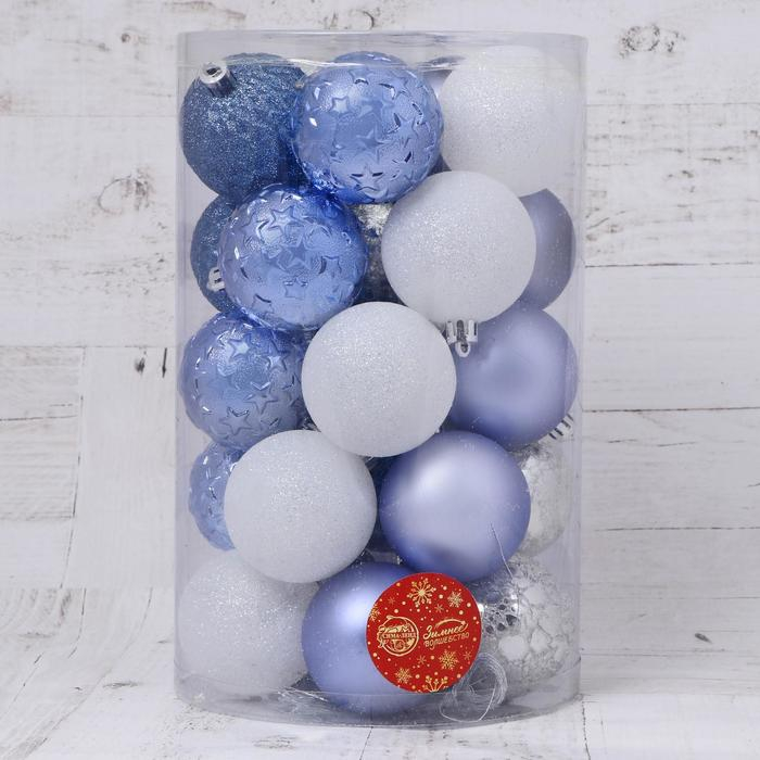 Набор шаров пластик d-6 см, 25 шт Набор шаров пластик d-6 см, 25 шт "Метелица звёздочки" микс