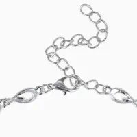 Набор 2 предмета: серьги, колье, цветок, белый в серебре, 45 см