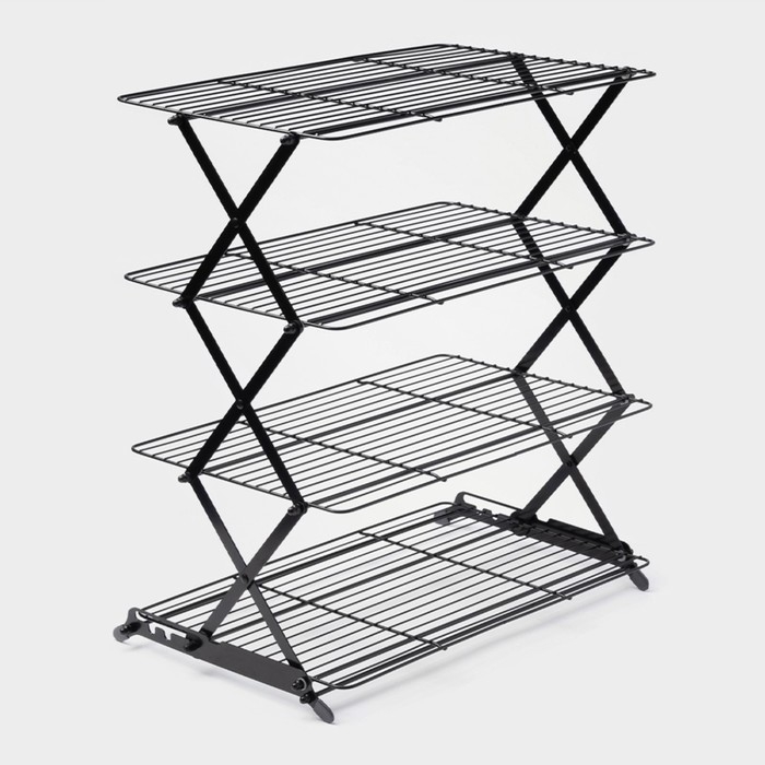 Решётка для глазирования и остывания кондитерских изделий, 4 яруса, 43,5×25,5×8 см, цвет чёрный Решётка для глазирования и остывания кондитерских изделий, 4 яруса, 43,5×25,5×8 см, цвет чёрный