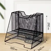 Лоток для бумаг металлическая сетка, 5 отделений, чёрный