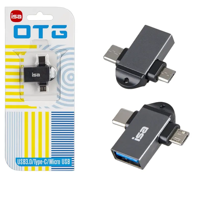 Переходник OTG на Type-C + Micro USB USB 2.0 G-18 ISA (1000 шт/кор) Переходник OTG на Type-C + Micro USB USB 2.0 G-18 ISA (1000 шт/кор)