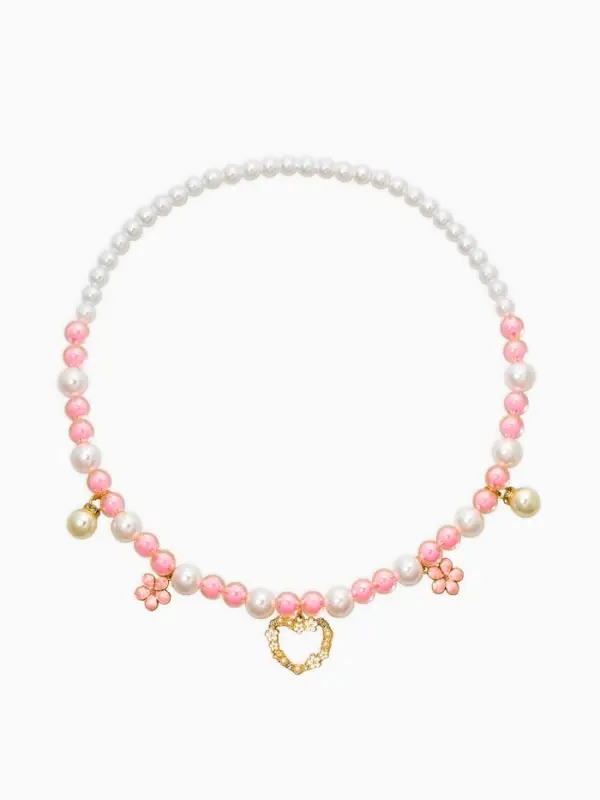 Набор детских украшений &laquo;Выбражулька. Нежность&raquo;, 4 предмета: клипсы, кольцо, бусы, браслет, розовый, белый