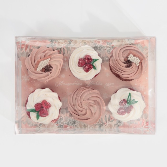 Коробка для капкейка «Зимние цветы», 23 х 16 х 11.5 см, Новый год Коробка для капкейка «Зимние цветы», 23 х 16 х 11.5 см, Новый год