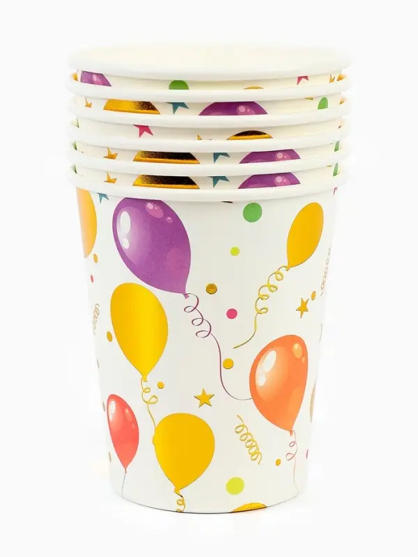 Стаканы (250 мл) Воздушные шарики, Разноцветный, Металлик, 6 шт.