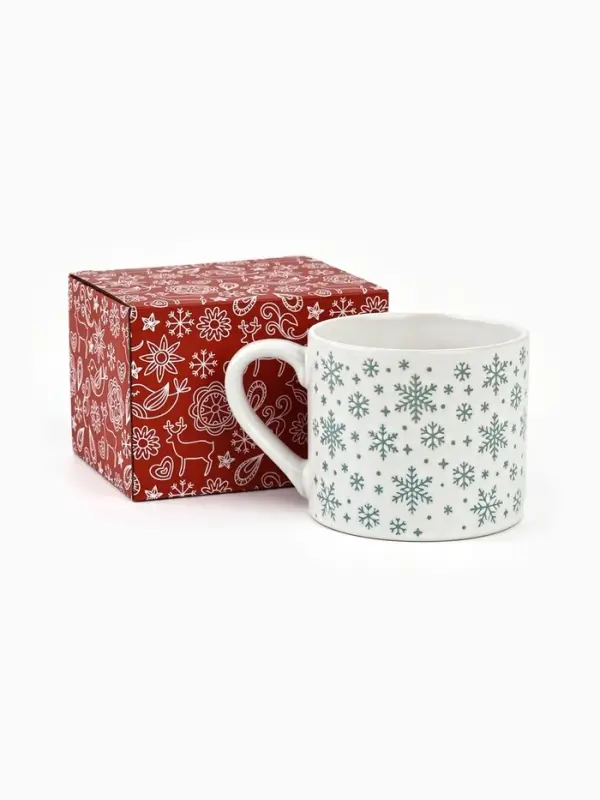 Кружка новогодняя керамическая &laquo;Снежинки&raquo;, 320 мл, ручная работа