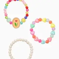 Браслет детский набор 3 шт. "Выбражулька" тюльпан в сердцах, цвет МИКС