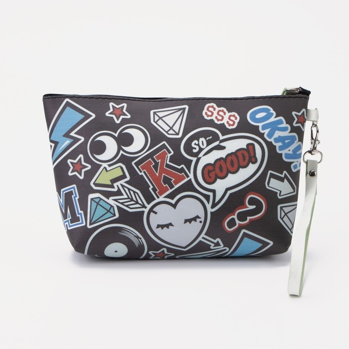 Косметичка на молнии, с ручкой, цвет чёрный