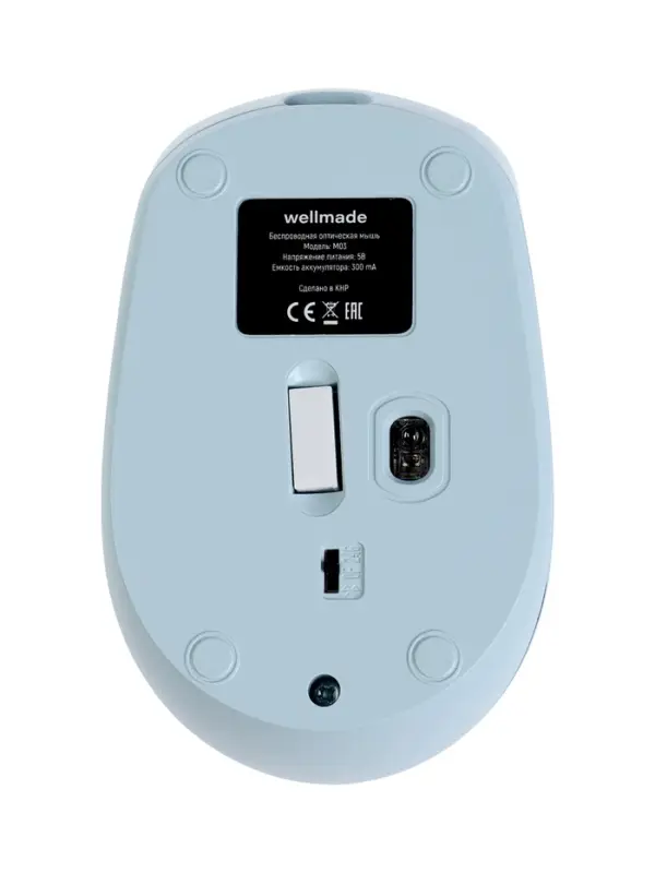 Мышь WELLMADE M03, беспроводная, оптическая, 1200 dpi, голубая Мышь WELLMADE M03, беспроводная, оптическая, 1200 dpi, голубая