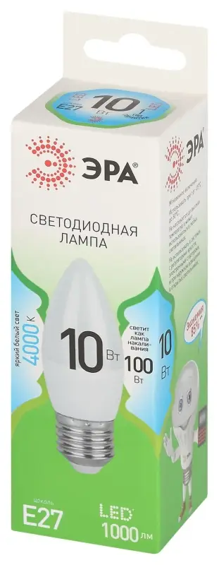 Лампа светодиодная LED 10 Вт 1000Лм 4000К свеча нейтральный E27 220-240В LED B35-10W-840-E27 Green Line