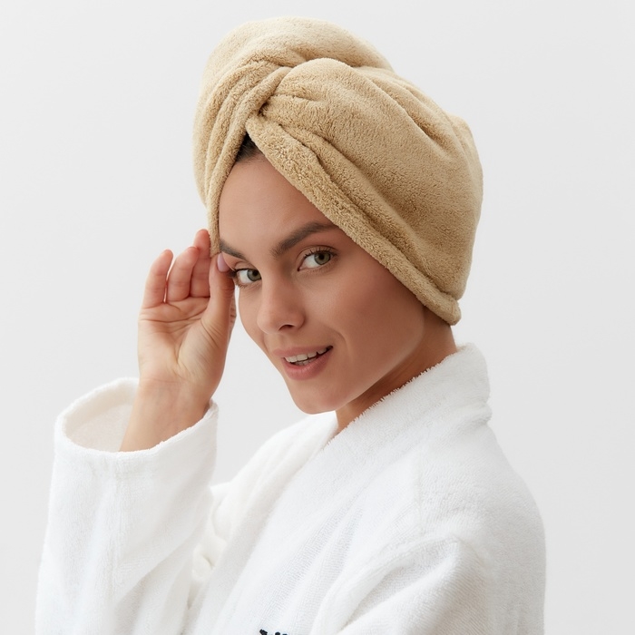 Полотенце-чалма для сушки волос Этель Полотенце-чалма для сушки волос Этель "Милашка", цвет коричневый, 65х25 см, 100% п/э