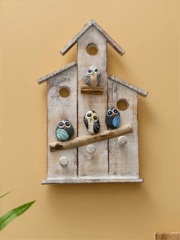 Вешалка Вешалка "Скворечник с воробьями" дерево Албезия 20х5х35 см