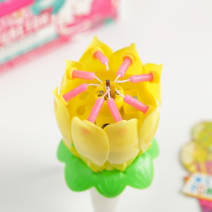 Свеча для торта музыкальная «Тюльпан», жёлтая Свеча для торта музыкальная «Тюльпан», жёлтая