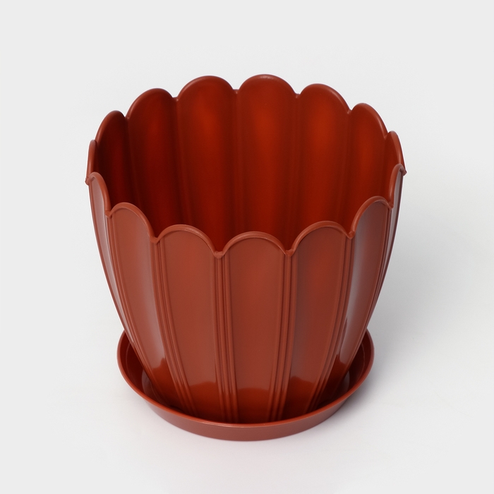 Горшок для цветов с поддоном «Хризантема», 2,1 л, d=16,5 см, h=14,8 см, цвет терракот Горшок для цветов с поддоном «Хризантема», 2,1 л, d=16,5 см, h=14,8 см, цвет терракот