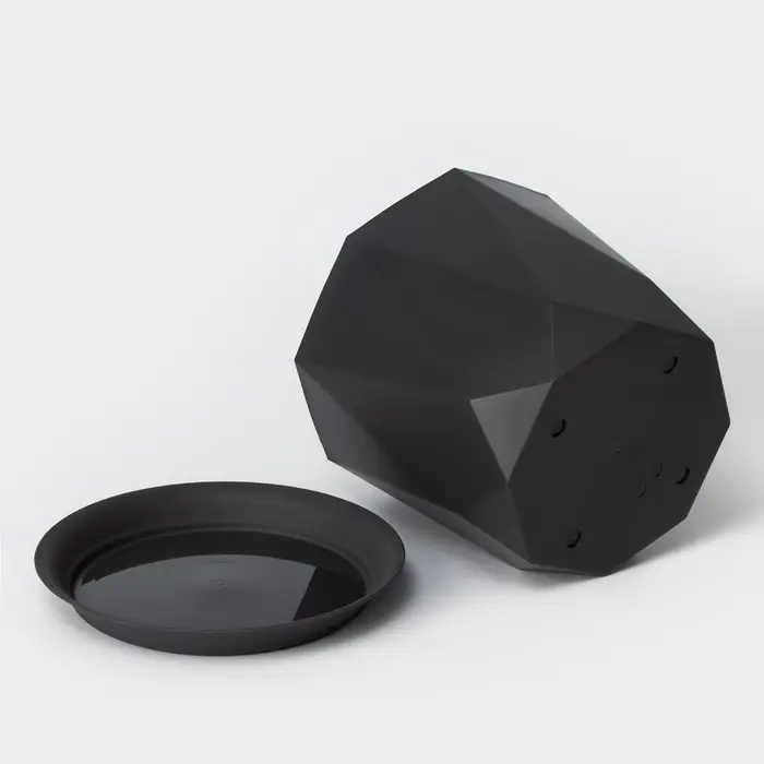 Горшок для цветов с поддоном &laquo;Призма&raquo;, 4.7 л, пластиковый, графитовый