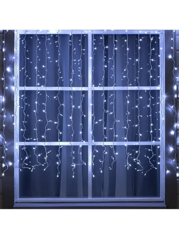 Гирлянда &laquo;Занавес&raquo; 2&times;1.5 м, IP44, УМС, белая нить, 360 LED, свечение белое, 220 В