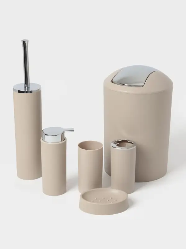 Набор аксессуаров для ванной комнаты SAVANNA &laquo;Сильва&raquo;, 6 предметов (дозатор, мыльница, 2 стакана, ёршик, ведро), цвет серый