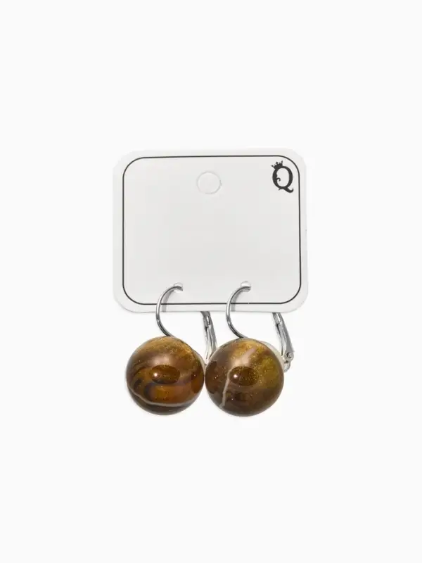 Серьги пластик &laquo;Шар №16&raquo;, с разводами и блёстками, тигровые, глаз в серебре