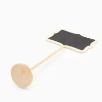 Ценник меловой на ножке &laquo;Вытянутые углы&raquo;, 8.4&times;6&times;18 см, чёрный, бежевый