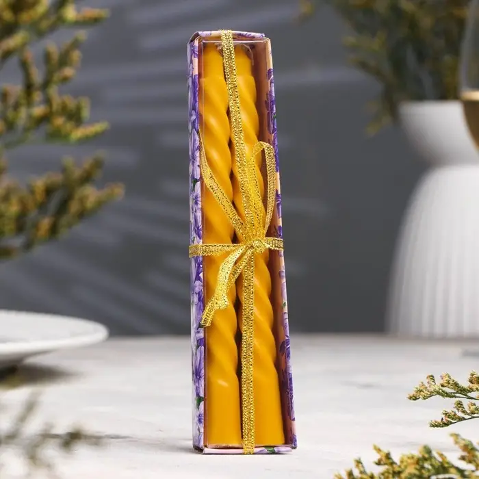 Набор свечей витых, 1,5х 15 см, 2 штуки, аромат лимон Набор свечей витых, 1,5х 15 см, 2 штуки, аромат лимон