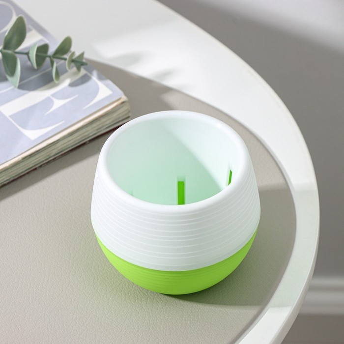 Горшок для цветов с поддоном «Япония», 125 мл, d=8 см, h=6,5 см, цвет белый-фисташковый Горшок для цветов с поддоном «Япония», 125 мл, d=8 см, h=6,5 см, цвет белый-фисташковый