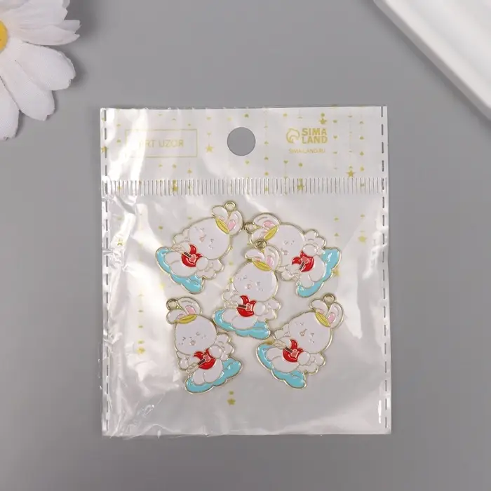 Декор для творчества металл, эмаль Декор для творчества металл, эмаль "Зайчик со стрелой в сердце" 2,8х1,8 см